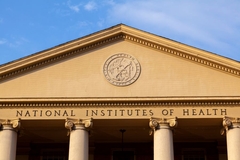 Image Exterior view of the main historic building of National Institutes of Health with triangular roof
