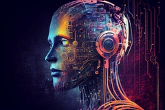 Image face made of technology