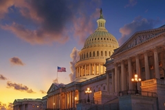 Image US Capitol building with white dome and pillars under