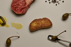 two pieces of cultured Japanese quail foie gras