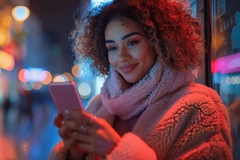 A woman looking at her phone.