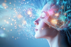 Image woman with gut brain skin axis feeling well