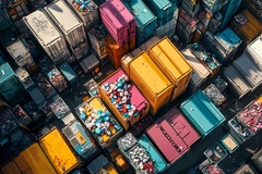 Image containers viewed from above importing plastic