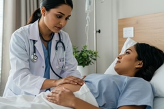 doctor checks on pregnant woman