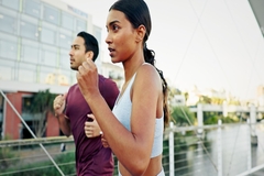 Image Man and woman jogging.