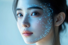 Image Korean skincare and AI on female face