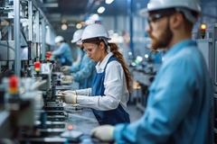 Image Workers on conveyor belt.