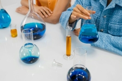 Image ingredients in lab flasks