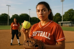woman softball player on field