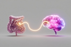 Image model of gut and brain connected by a line