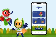 Image A group of cartoon characters next to a cell phone