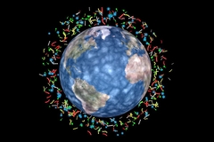 Viruses, Germs, Bacteria Spreading Around Planet Earth.