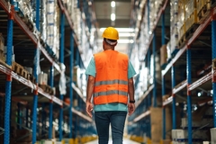 Image Man in packaging warehouse.