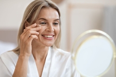 Image woman applies anti aging skin care