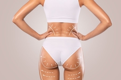 Image woman with arrows on skin before brazillian butt lift