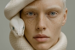 Image man with snake around his neck