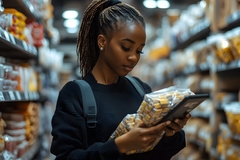 Image Woman checking product label