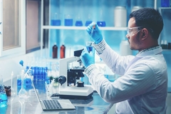 man in lab biotech