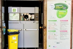 Reverse vending machine for beverage containers.