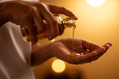 hand pouring massage oil