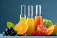 Juices in test beakers