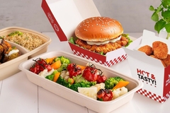 Image various foods in takeaway boxes