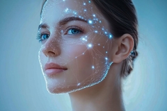 Image Science backed skin care and technology displayed on young womans face