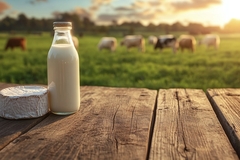 Image Milk in field with cows.