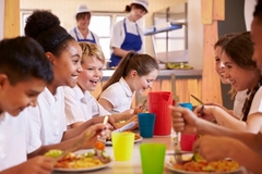 Image Children eating lunch at school.