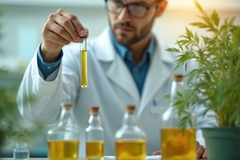 Image lab scientist in lab working with oil
