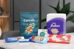 Image A group of food packages on a table