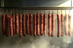 Image Sausage in a smoke room