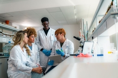Image Researchers discussing in a lab