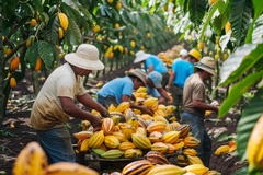 Image cocoa farmers harvesting