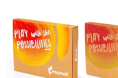 Mondi packaging boxes featuring white slogan