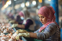Image Young Woman Working in a Poultry Processing Plant
