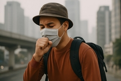 Image Man breathing air pollution