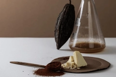 Image cell based cocoa butter on white table