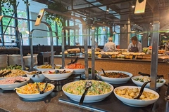 Image office canteen with various dishes in bowls