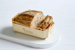 Image pulse based sourdough bread on paper tray on white board