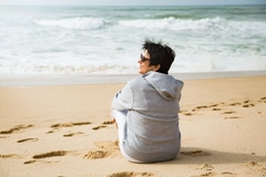 Image Healthy woman in menopause at the beach