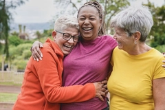 Image three happy healthy women