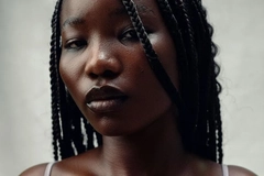 woman with serious look