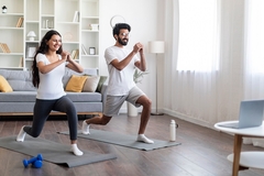 Image Indian couple exercising at home
