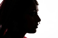 Image woman silhouette with traditional indian jewelry
