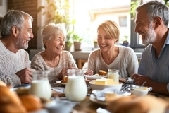 Image People eating breakfast at table