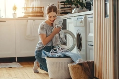 woman doing laundry