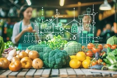 Woman with nutritious food disruptive supply chain