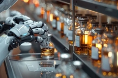 Image robotic arm working with perfumes