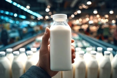 Image Holding milk in bottle.